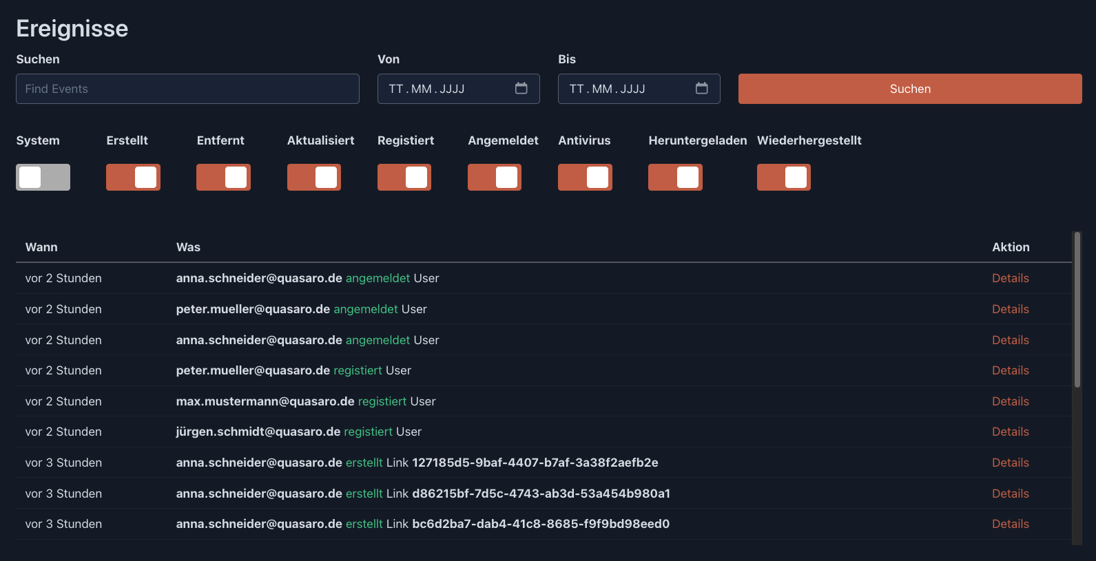 Events screenshot