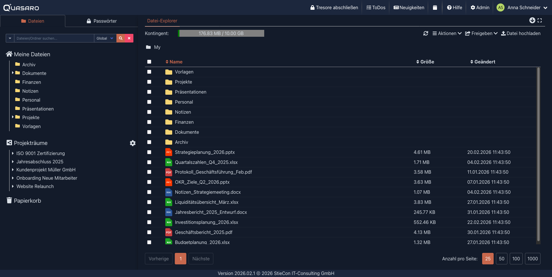 Quasaro Datei-Explorer interface
